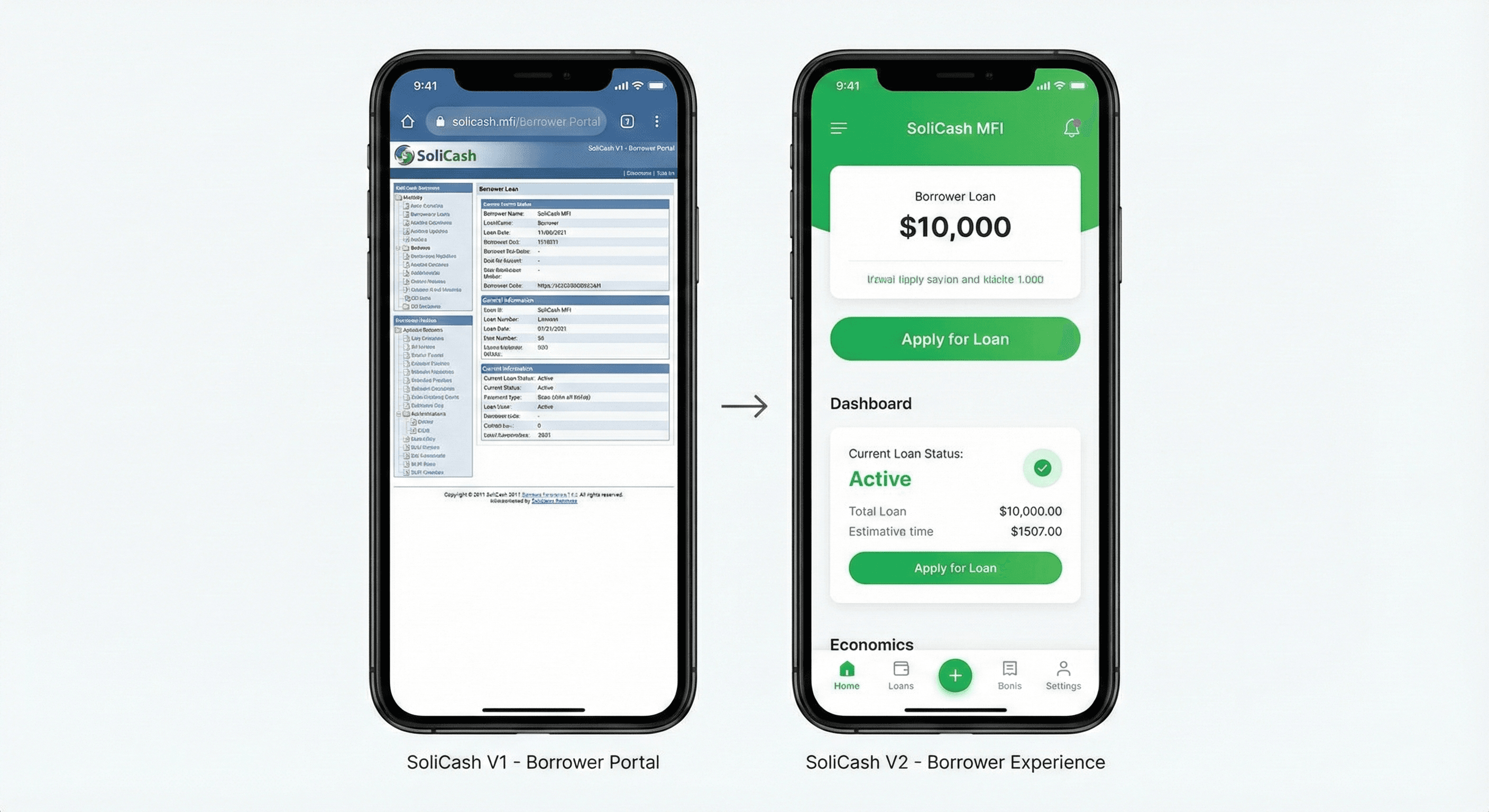 Screenshot of Borrower App Redesign + Agent Module